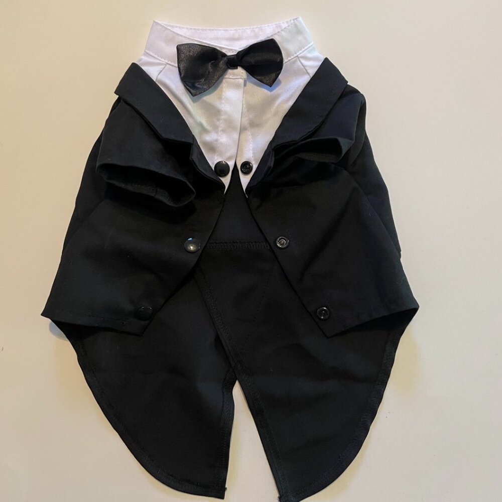 Dog Black & White Tuxedo Suit with Bow Tie Costume